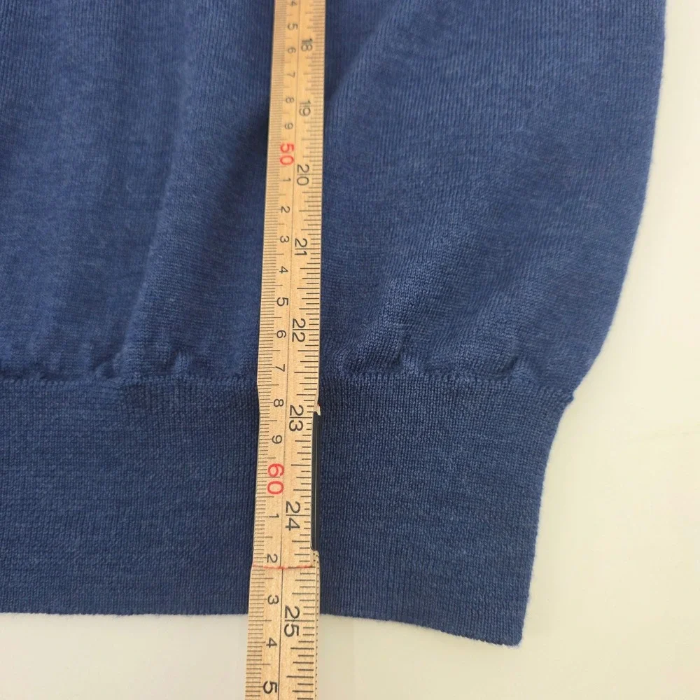 POLO RALPH LAUREN MERINO WOOL SWEATER MENS SMALL BLUE V NECK WASHABLE PREPPY